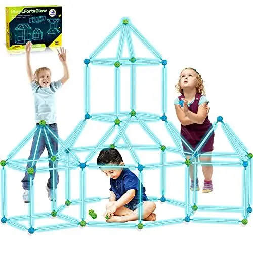 Produktbild: 140pcs DIY Kinder Konstruktionsspielzeug,Outdoor Spielzeug - Kreativ Set für Kinder, Konstruktionsspiel, DIY-Bauspielzeug,Play Tent,Spielzelt, Indoor Spielhaus Höhle Kinder Spielzeug Mädchen Jungen