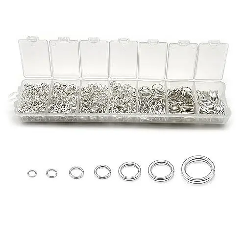 Produktbild: 1450 Stück Biegeringe Spaltringe Silber Jump Rings Schmuckherstellung Metall Sprung Ringe Offene Sprungringe für Halsketten Armband (4-12mm)