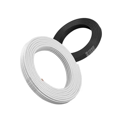 Produktbild: 14AWG 2mm² 2×5meter ElektrischerDraht Kabel weiß und schwarz flexibel kabel 600V Sauerstofffreies Mehrlitziges Verzinnte Kupferkabel für RC-Flugzeuge,Auto,Batterien,Lampen(14/2-5M)