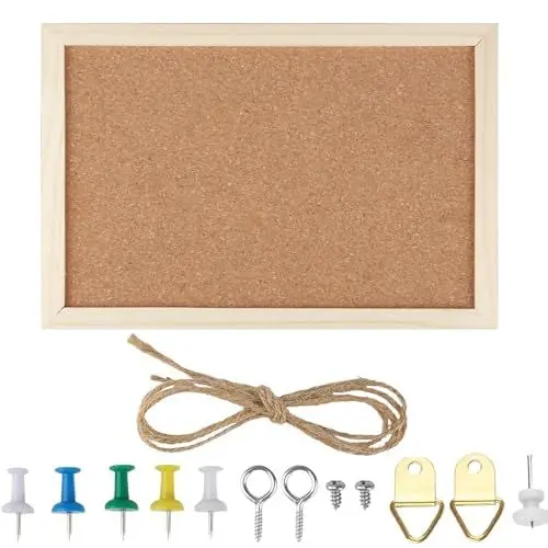Produktbild: 14-teiliges Korkwand Pinnwand aus Kork 20 * 30 * 1,5cm Korkwand Pinnwand mit Holzrahmen Pinnwand Kork Klein ideal zum Präsentieren von Fotos, Schreiben von Nachrichten usw