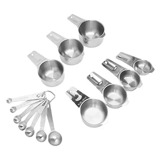 Produktbild: 14-teiliges Messbecher-Löffel-Set, Messbecher, Stapelbar, Stapelbar, Backmaß, 14-teiliges Set, Messlöffel-Sets