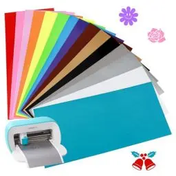 Produktbild: 15 Bögen 14cm*30.5cm Smart Iron-On für Cricut Joy - 15 Farben Heat Transfer Vinyl, Plotterfolie Textil, Flexfolie Rollen für Kleidung Bügelfolie, T-Shirts & Mehr Stoffen, DIY Muster