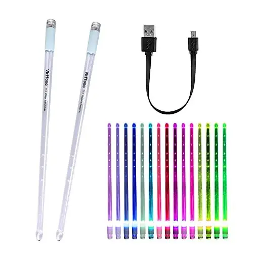 Produktbild: Vhffoso 15 Farben LED Leuchten Trommelstock 5A, Beleuchtete Drumsticks