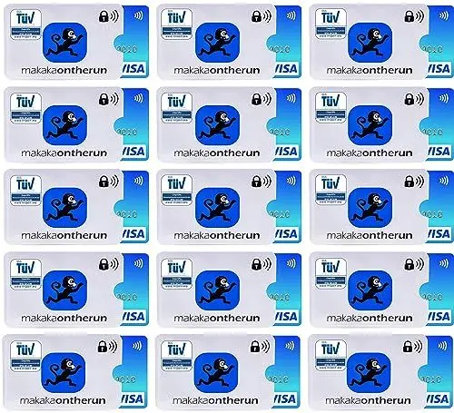 Produktbild: 15 STK RFID Blocker Kartenhülle & Reisepass Hülle TÜV geprüft - EC Karten Schutzhülle - RFID NFC Card Sleeves & Passhülle Reisepass - Karten Hüllen für Geldbörsen, Ausweis- & Kartenhüllen