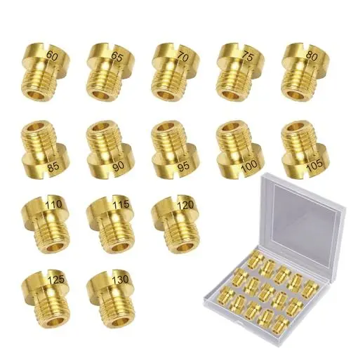 Produktbild: 15 Stück Hauptdüse Vergaser, M6 Vergaser Düse Hauptdüsenset Satz, Vergaser Düse M6, Vergaserdüsen Satz für 130, 125, 120, 115, 110, 105, 100, 95, 90, 85, 80, 75, 70, 65, 60