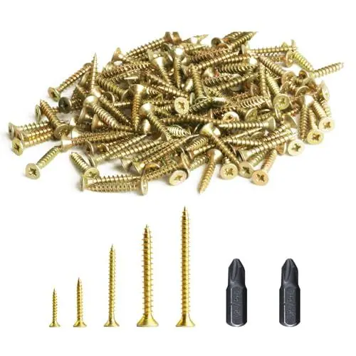 Produktbild: 150 STK M4 Schrauben Set, M4x40mm Holzschrauben Sortiment, Universalschrauben, Selbstschneidende Schrauben, Senkkopfschrauben, Flachschrauben Kreuzschlitzschrauben für DIY Reparatur, mit 2 Bits