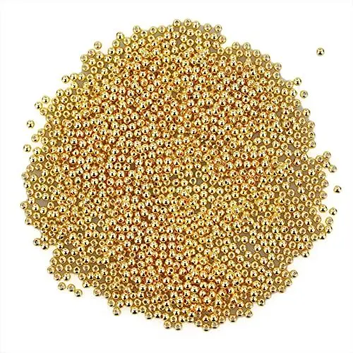 Produktbild: SZCXDKJ 1500 StüCke Goldene Perlen 4mm Bastelperlen Runde Spacer Beads Ccb Lose Perlen Zum AuffäDeln FüR Armband Halskette Schmuck Ohrringe Handwerk Diy