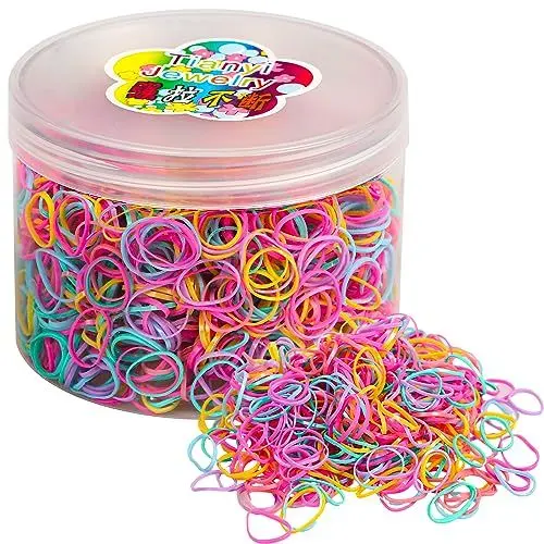 Produktbild: 1500 Stück Haargummis Klein Gummibänder Bunte Haargummis Gummi Haarbänder Boxed Haargummi Elastische Haar Gummibänder für Kinder Mädchen Damen Frisuren
