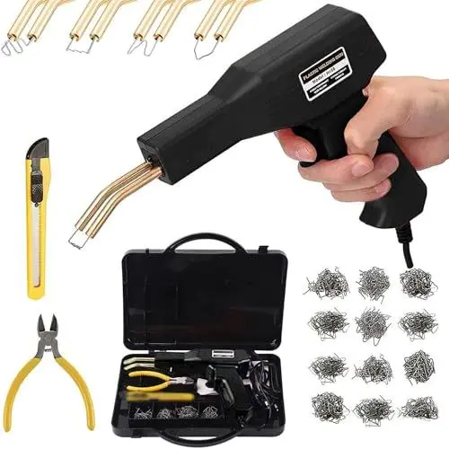 Produktbild: 150W Kunststoff Schweißgerät, Auto-Stoßstangen-Riss-Reparatur-Set, 800 Stck heiße Hefter kunststoff Schweißen Maschine, Schweißen Reparieren Maschine für Auto-Stoßstange/Autoteile/Kajak/Kanu