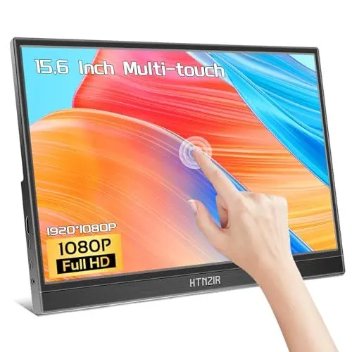 Produktbild: 15,6 Zoll Tragbarer Monitor Touchscreen,FHD Display 1920x1080 USBC HDMI IPS Kickstand &Lautsprecher,HDR Plug&Play Externer für Laptop PC Telefon Mac Xbox PS5/PS4 Switch