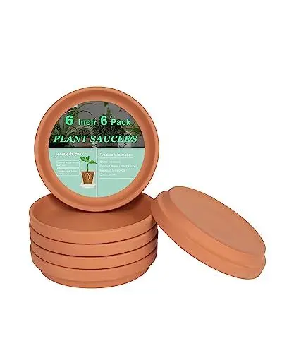 Produktbild: vensovo 15CM Mitte Terrakotta Topf Pflanze Untertasse - 6pcs Mitte Runde Pflanze Topf Untertassen, Mitte Ton Pflanze Tablett perfekt für 12,7CM14CM 15CM Blumentopf mit Drainageloch