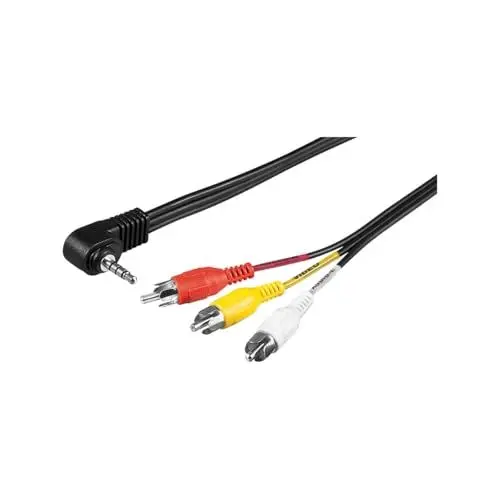 Produktbild: 1.5m 4pol. 3.5mm Winkel-Stecker auf 3x Cinch Stecker