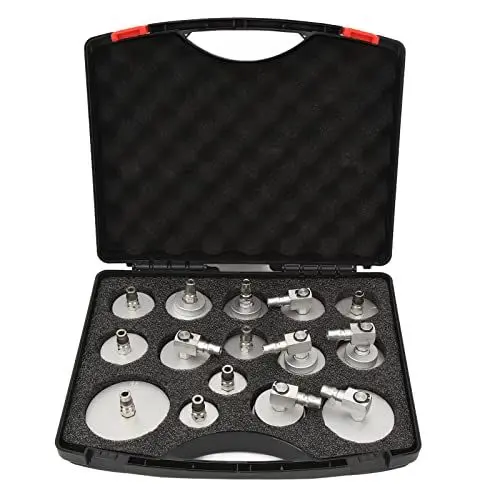 Produktbild: 15-teiliges Hauptzylinder-Adapter-Set, Bremsflüssigkeits-Entlüfter-Adapter-Set, Auslaufsicherer Bremsflüssigkeits-Entlüfter-Adapter aus Aluminiumlegierung, Universeller