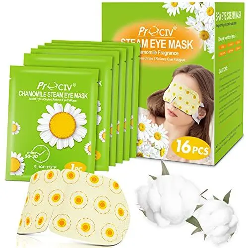 Produktbild: 16 Packungen Wärmende Augenmaske Dampf Augenmaske für Augenmüdigkeit geschwollene Augenringe Heißschlaf Augenmaske Einweg Feuchte Heizkompresse Pads zum Schlafen- Kamille