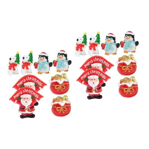 Produktbild: Kisangel 16 STK Weihnachtsmikrolandschaft weihnachtsbaumdeko weihnachtsbäume geschmückt Schneekugel-Ornament Miniatur weihnachtsfiguren Puppenhaus-Weihnachtsdekorationen Christbaumschmuck