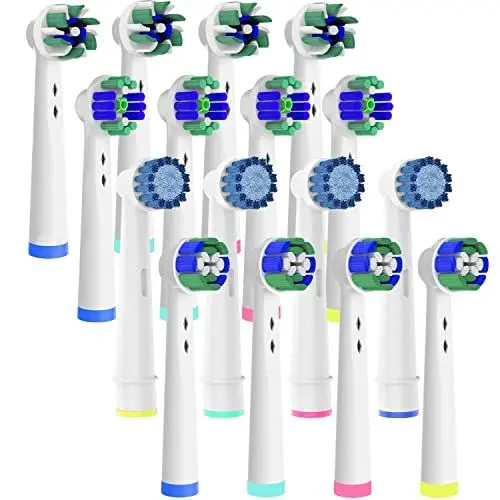Produktbild: 16 Stück Aufsteckbürsten Kompatibel mit Oral B Elektrische Zahnbürste, Sensitive, Precision Clean, Cross Clean, 4pcs 3D Whitening, Vier Modelle in einer Packung