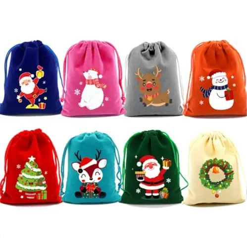 Produktbild: 16 Stück Geschenktüten Weihnachten,Multifunktional Geschenktüte Weihnachtsgeschenktüten kleine Geschenkbeutel,für Geschenkverpackung Süßigkeiten Partyzubehör