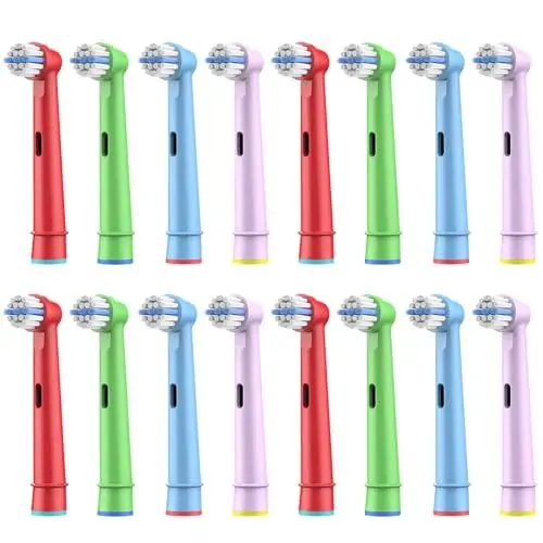 Produktbild: 16 Stück Kinder Aufsteckbürsten kompatibel mit Braun Oral B Kinder elektrische Zahnbürste, Ultra weiche Borsten.