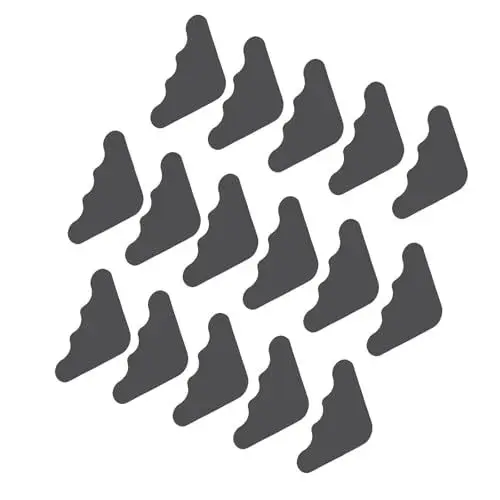 Produktbild: 16 Stück Teppichaufkleber Verhindern Ein Verrutschen, Waschbares, Wasserdichtes PU-Material, Eckpassform, Keine Rutschunterstützung für Matten, Sofakissen, Tanzmatten (BLACK)