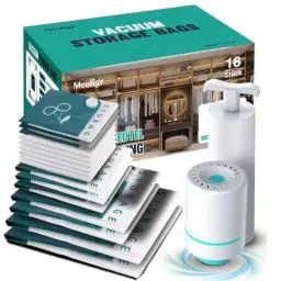 Produktbild: 16 Stück Vakuumbeutel für Kleidung Bettdecken mit Elektrische und Handpumpe(2 Jumbo/2 Groß/3 Mittel/3 Klein/6 Rollen),Wiederverwendbar Vacuum Bags für Lagerung mit Bettwäsche Kissen,Umzug und Reise