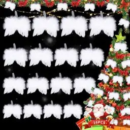 Produktbild: 16 Stück Weihnachten Engelsflügel,Engelsflügel Zum Basteln,Engelsflügel Weiß,Engelsflügel Basteln,Engelsflügel Deko,Flügel Weiß,Federn Weiss,für Weihnachtsfeier Dekoration Aufhängen DIY Handwerk