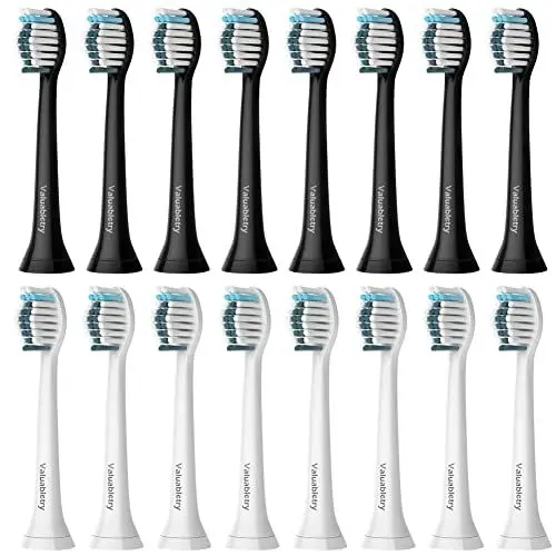 Produktbild: 16 Stück Whitening Clean Ersatzbürsten Kompatibel mit Philips Sonicare Elektrische Zahnbürste, 8er Weiß und 8er Schwarz Aufsteckbürste.