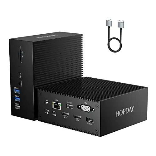 Produktbild: 16 in 2 Docking Station Dual Monitor für MacBook Pro/Air, Triple Display Laptop Dockingstation (2 HDMI 4K, PD 100W, VGA, USB-C 3.0, 5USB A) Kompatibel für macOS Windows