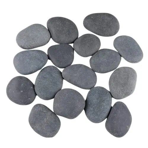 Produktbild: ROCKIMPACT 16 riesige Steine zum bemalen dunkelgraue Strandkiesel, natürliche Flussfelsen mit glatter Oberfläche für Kunsthandwerk, 5-8 cm