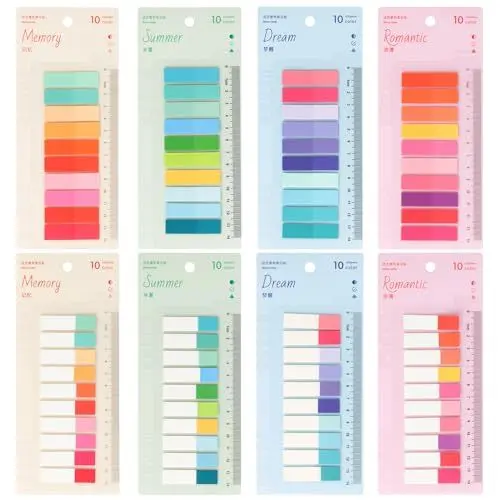 Produktbild: 1600 Stück Klebezettel Haftstreifen - 8 Stile Haftnotizen Pastell Book Tabs Sticky Notes Hafemarker Postit Transparente Post its Klein Heftstreifen Page Marker