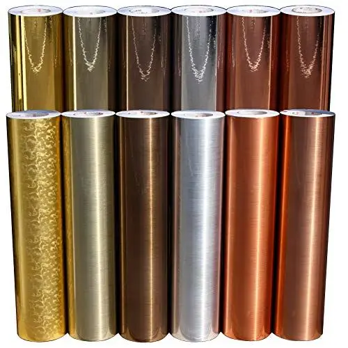Produktbild: (16,36 €/m²) Plotterfolie 1m Metall Flakes Mosaik Silver Oilslick Glitter Auto Effekt Folie Hologramm Plottfolie (Chrom Champagne, 30.5cm)