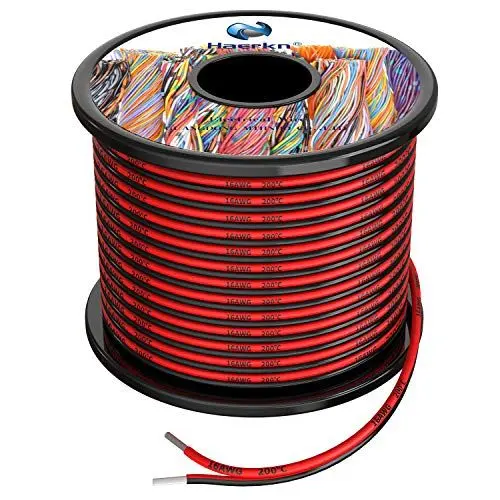 Produktbild: 16awg 2x1,3mm² Silikon Elektrischer Draht Kabel sauerstofffrei hochtemperaturbeständiger verseilter verzinnter Kupferdraht, 2x10 Meter