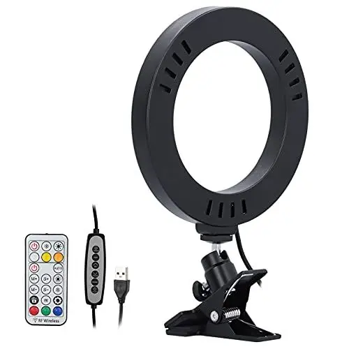 Produktbild: 16CM USB Selfile -Ringlicht, 360 ° Einstellbares Clip-Ringlicht für Make-up-Live-Stream-Fotografie, Warmes Licht/Warmes Weiß/Weiß 10 Helligkeitsstufen 36 Lichtmodi