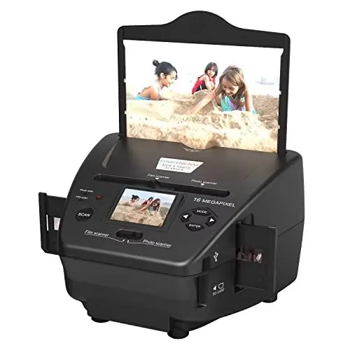 Produktbild: 16MP All-In-1-Film Diascanner und 2.4 Zoll LCD Display, Multiscanner für Fotos, Dias, Negativ, und Namenskarten, 35 mm Dia-Film-Foto-Scanner Konvertiert Dias zu Digital und Speichert Es auf SD-Karte