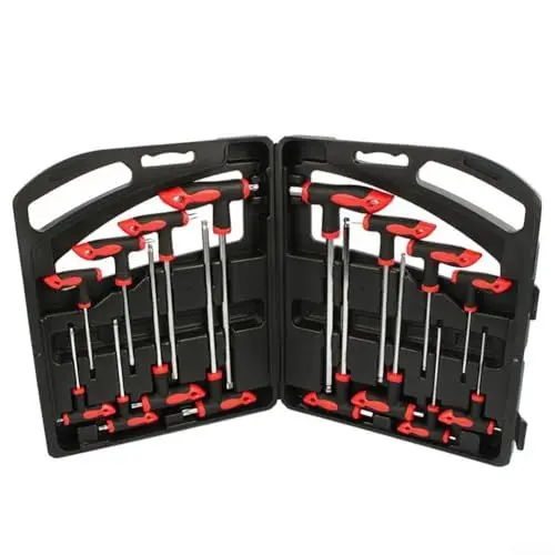 Produktbild: 16-teiliges Sechskant- und Torx-Schraubenschlüssel-Set, T-Griff, Torx-Schlüssel T10-T50, Sechskant, H2-H10, Kugelkopfschlüssel-Set, Sternschlüssel-Set mit Aufbewahrungskoffer