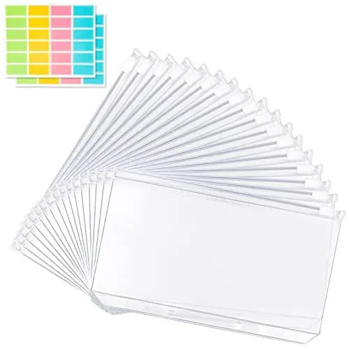 Produktbild: Moicainy A6 Zipperordner, 17 Stück, Durchsichtig, Wasserdicht, Staubdicht, 6-Loch, Budget Binder Zubehör