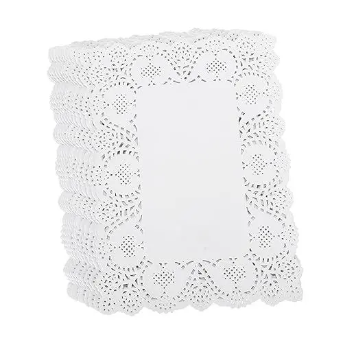 Produktbild: 170 Blatt Hohles Saugfähiges Papier Kuchenspitzen Eckig Rechteckige Spitzendarsteller Dekorative Tischsets Aus Papier Runde Papierdeckchen Papier- Taschen Gebraten Weiß Backpapier