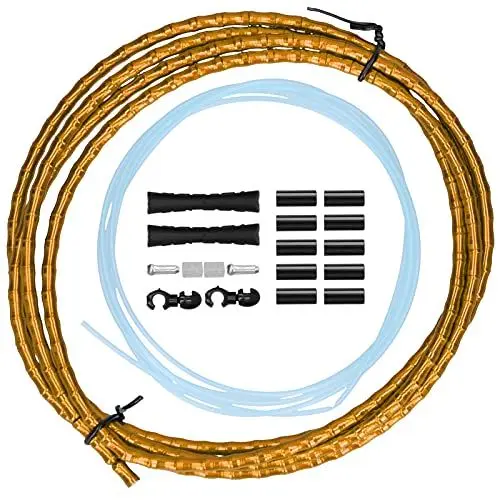 Produktbild: 1,8 M Bremszughüllen-Set, Schaltzugrohr aus Aluminiumlegierung mit Innenschlauch für die Reparatur von Rennrad-Mountainbikes (GOLD)