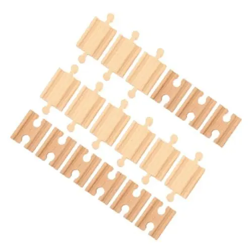 Produktbild: 18 STK -Bahngleiszubehör aus Holz hölzerne Eisenbahnsysteme Schienenzubehör aus Holz Holzspielzeug Zugstrecke Spielzeug Zugstrecke Zubehör Züge Kinderspielzeug Gleismodell