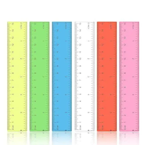 Produktbild: 18 Stück 15 cm/6 Zoll Kunststoff Lineal - Bunt Transparent Lineal - mit Zentimetern und Zoll für Schule - für Schule, Büro, Zuhause