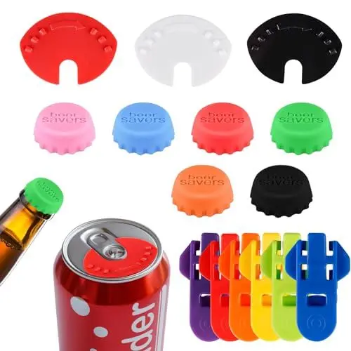 Produktbild: 18 Stück Getränk Oberseiten Dosendeckel Silikon Gummi Flaschendeckel Dosenöffner zum Öffnen von Getränken Dosenverschluss Getränkedosen Wiederverwendbares für Kohlensäurehaltiges Wasser Cola Biersaft