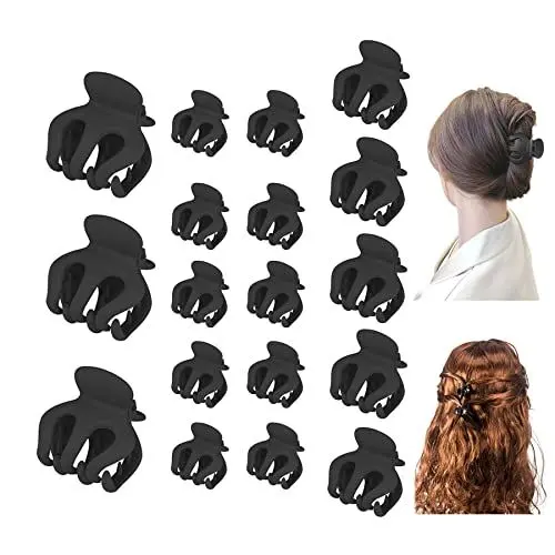 Produktbild: DINGFENG Rutschfeste Haarklammer 18 Stück (3 Größen) Haarklauenclips für Dickes & Dünnes Haar Set(2cm/3.5cm/5cm) - Mittelgroße Haarklammern Haaraccessoires Damen Mädchen, Schwarz, Kleine Haarnadeln