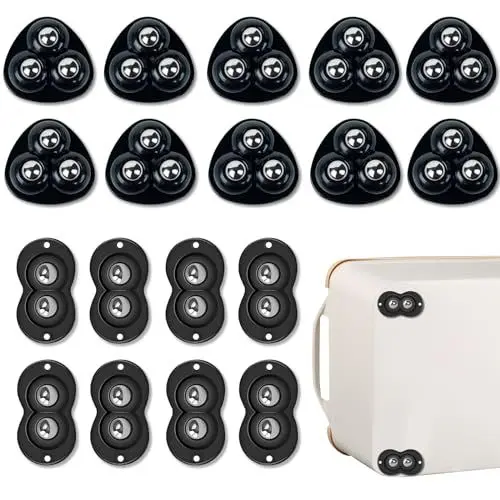 Produktbild: 18 Stück Kugelrollen für Möbel, 360 Grad Möbel Rollen Mini Universalrad Selbstklebendes Rollenrad Schwarz Rollenlager Möbelrollen für Küchengeräte Kleinmöbel