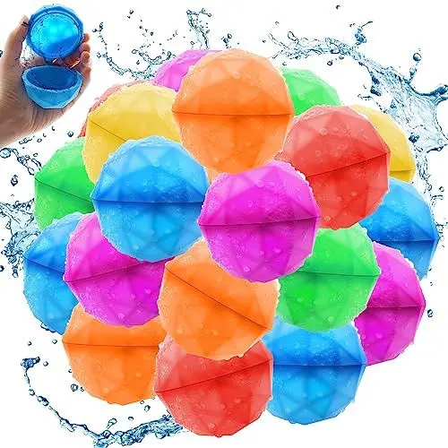 Produktbild: 18 Stück Wiederverwendbare Wasserbomben - Weiche Silikon Spritzbälle für Kinder Erwachsene, Schnell Befüllbare Wasserbomben Outdoor Sommerspaß Wasserspielzeug für Party Wasserpark Familienspiel