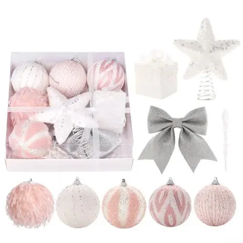 Produktbild: 18 Weihnachtskugeln, rosa, bruchsicher, Weihnachtsschmuck-Set, Weihnachtsbaumschmuck, hängende Anhänger für Zuhause, Party, Hochzeit, Urlaub