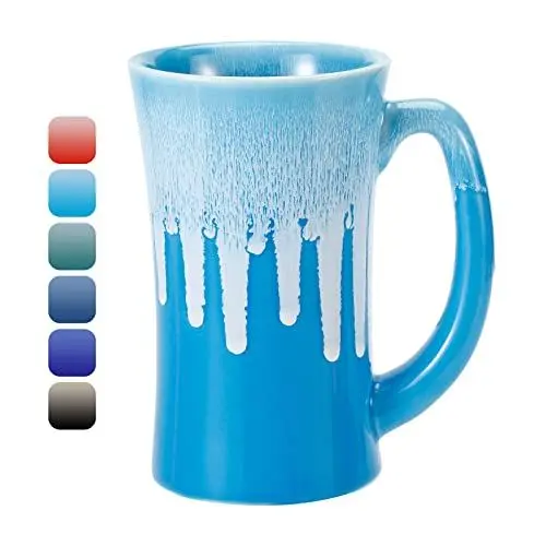 Produktbild: 18 oz Kaffeetasse aus Keramik, Kaffeetasse mit großem Griff, große Milchkaffeetasse, Teetasse, teetasse groß 500ml, glatte Glasur für Cappuccino, Latte, Spülmaschinenfest, Mikrowellengeeignet Hellblau