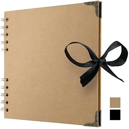 Produktbild: 18 x 18 cm Sammelalbum mit 36 braunen Seiten Scrapbook-Album aus dickem Kraftpapier, lösungsmittelfreies Fotoalbum, Spiralalbum, gestalten Sie Ihr eigenes Fotobuch für Kunst- und Bastelprojekte