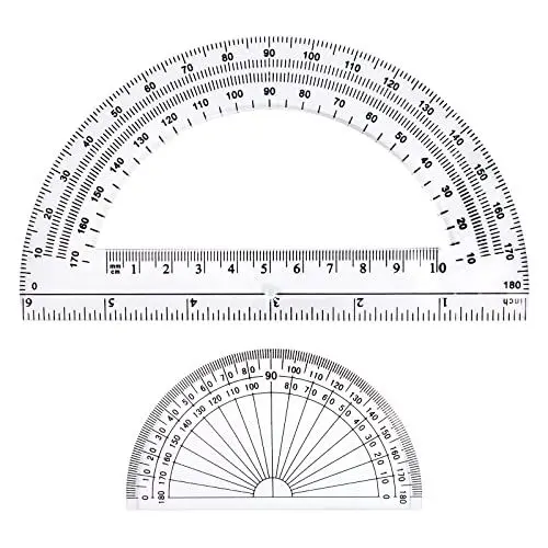 Produktbild: 180 Grad Winkelmesser, Kunststoff Geometrie Goniometer, Durchsichtig Winkelmessung Messwerkzeug für Schule und Büro, 15cm und 10cm (2 Stück)