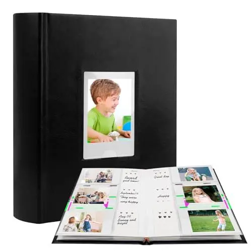 Produktbild: 180 Taschen 2x3 Fotoalbum mit Schreibfläche für Instax Mini 12 11 40 9 7+ Evo Liplay Kamera,Fotoalbus m für Fujifilm Instax Mini Kamera, Polaroid Fotobook mit Memo Bereichen (schwarz)