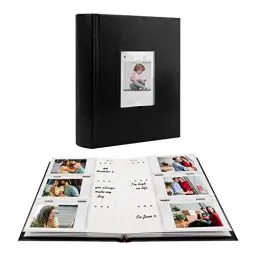 Produktbild: 180 Taschen Fotoalbum für Fujifilm Instax Mini 12 11 9 99 40 8 Evo Kamera, Für Polaroid Kamera, Frontfenster, Fotobuch mit Schreibfläche für Polaroid 3 Zoll Instant Film, K-pop Fotokarten (Schwarz)