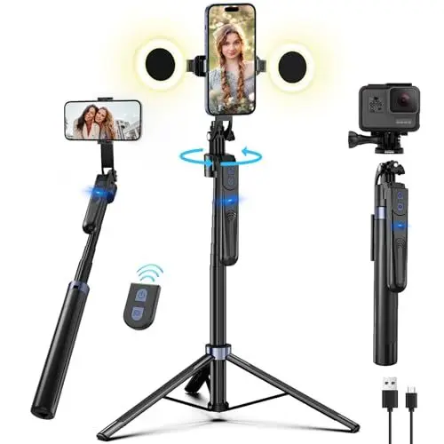 Produktbild: 180CM Auto Face Tracking Stativ für Smartphone,360 Drehung Handy Stativ mit Licht,Handyhalterung für iPhone und Android,Selfie Stick Tripod für Reisen, Vlogging, Live-Streaming